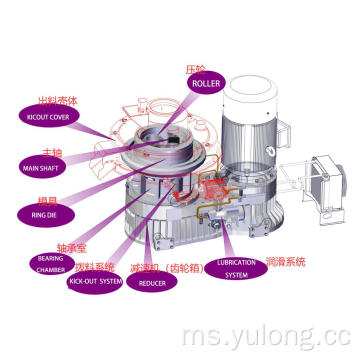 Yulong ke-6 XGJ850 2.5-3.5t Mesin Pellet EFB